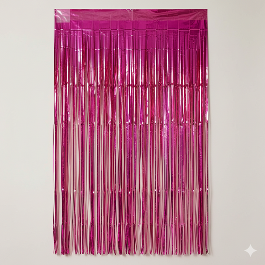 Pink Foil Metallic Tinsel Fringe for Birthday, Anniversaries, Graduation, Engagement , Bridal Shower , Baby Shower Decoration