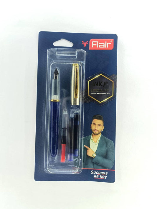 Flair Inky Metal Liquid Ink Fountain Pen (Blue)