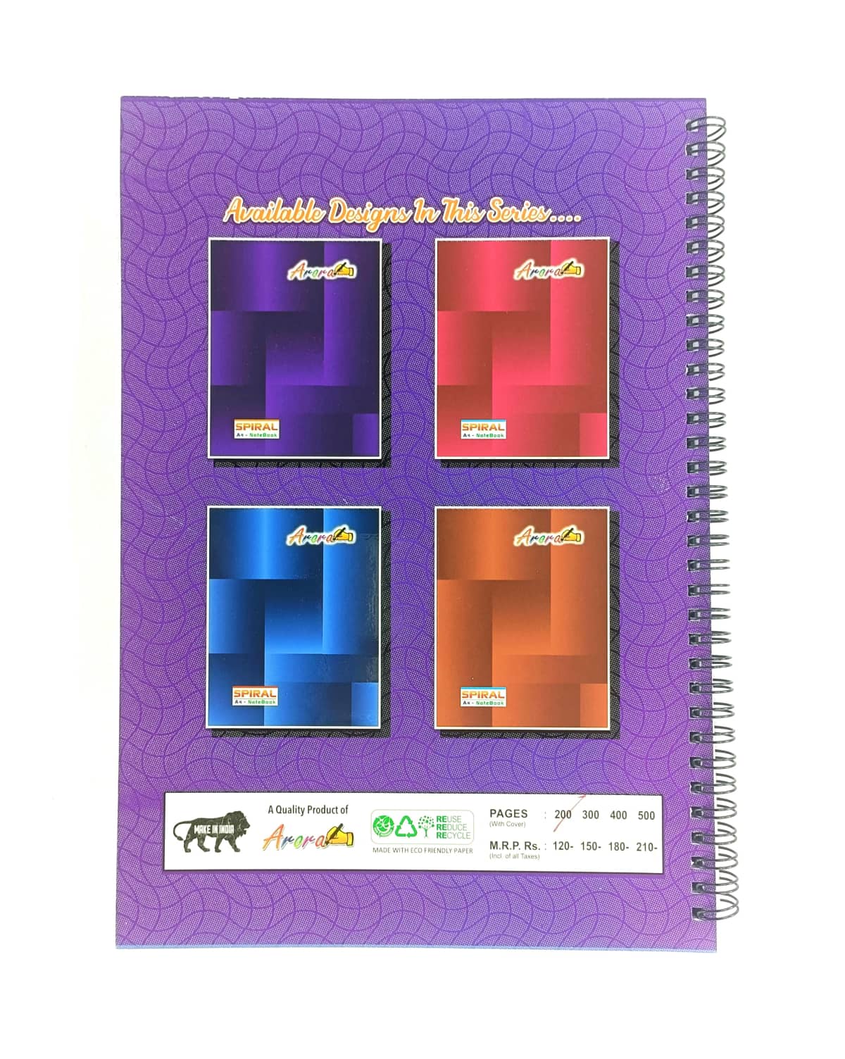 Arora A4 Spiral Notebook pg 400