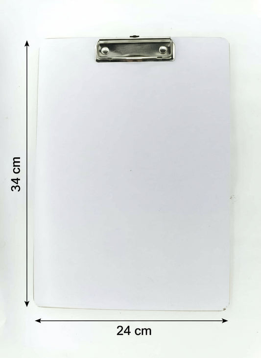 White clipboard with a metal clip on a white background