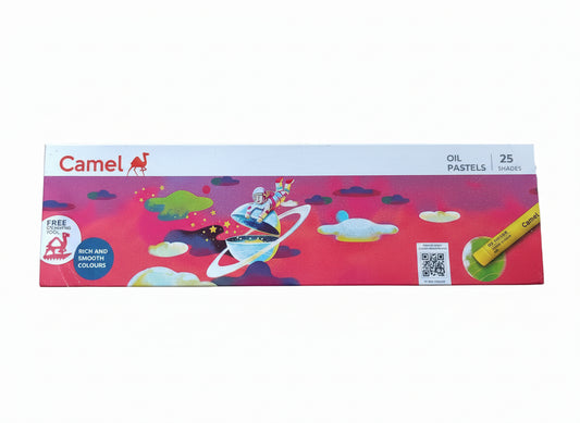 Camel oil pastels packaging with colorful design on a white background