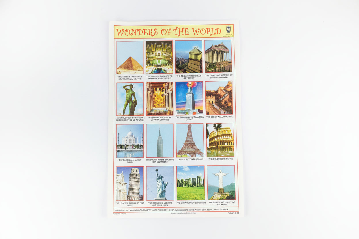 Poster of 'Wonders of the World' featuring various famous landmarks.