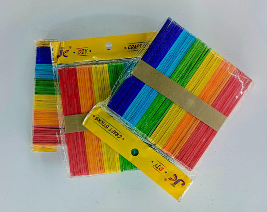 JC DIY Rainbow Craft Sticks And Ice Cream Stick - Colorful Wooden Sticks for DIY Art & Craft Sticks – (50 STICK)